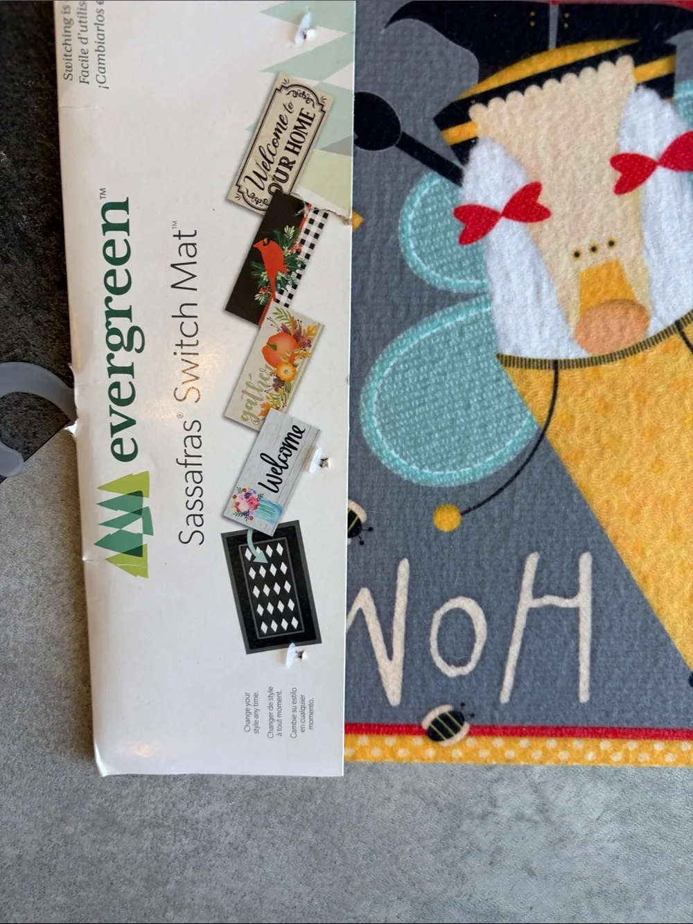 Home Sweet Gnome Decorative Sassafras Door Mat Insert  - Gray and Yellow